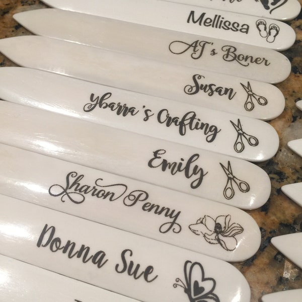 Personalized Laser Engraved Bone Folder-Bookbinder/Stamper/Scrapbooker, Stampin' Up! brand made of NATURAL cow bone-PLEASE READ description.