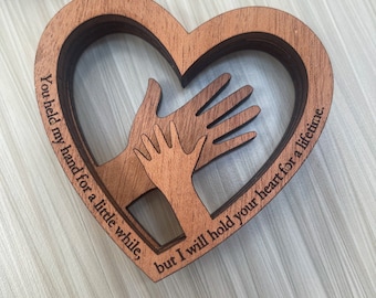 Laser Engraved Heart Ornament for Parent/Son/Daughter Holding Hands | Birthday-Christmas-Valentine-Mother's Day-Just Because Gift