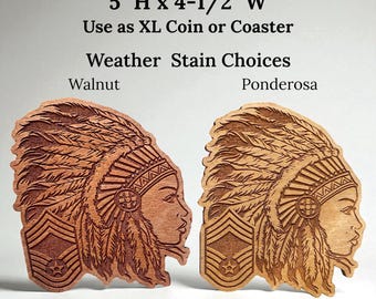 Chief Headdress Air Force Promotion PCS Going Away Gift Chief Master Sergeant with Rank Coaster for Drink or Use as Chief Coin