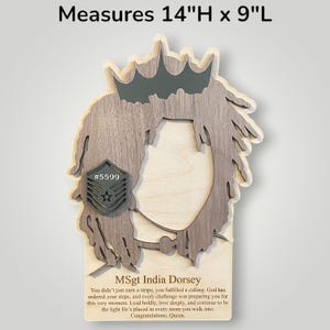 Afro Queen Dreds Locs Gift for Black Women African-American Woman Civilian or Military Promotion PCS or PCA Retirement Going Away Plaque