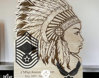 Air Force Gift for Woman Chief Promotion or  Retirement or Military Recognition of Traditional Headdress for Women
