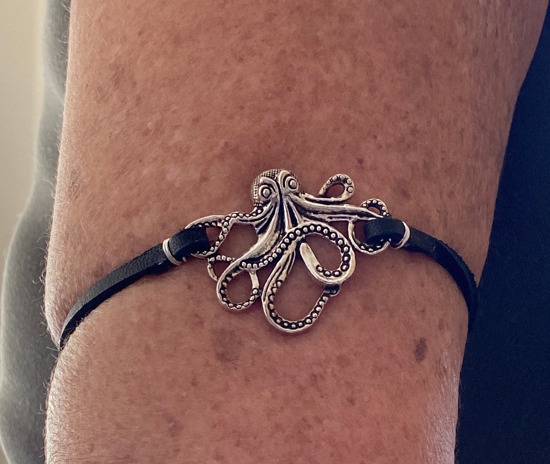 Octopus Leather Bracelet: Adjustable Kraken Arm Band - Etsy