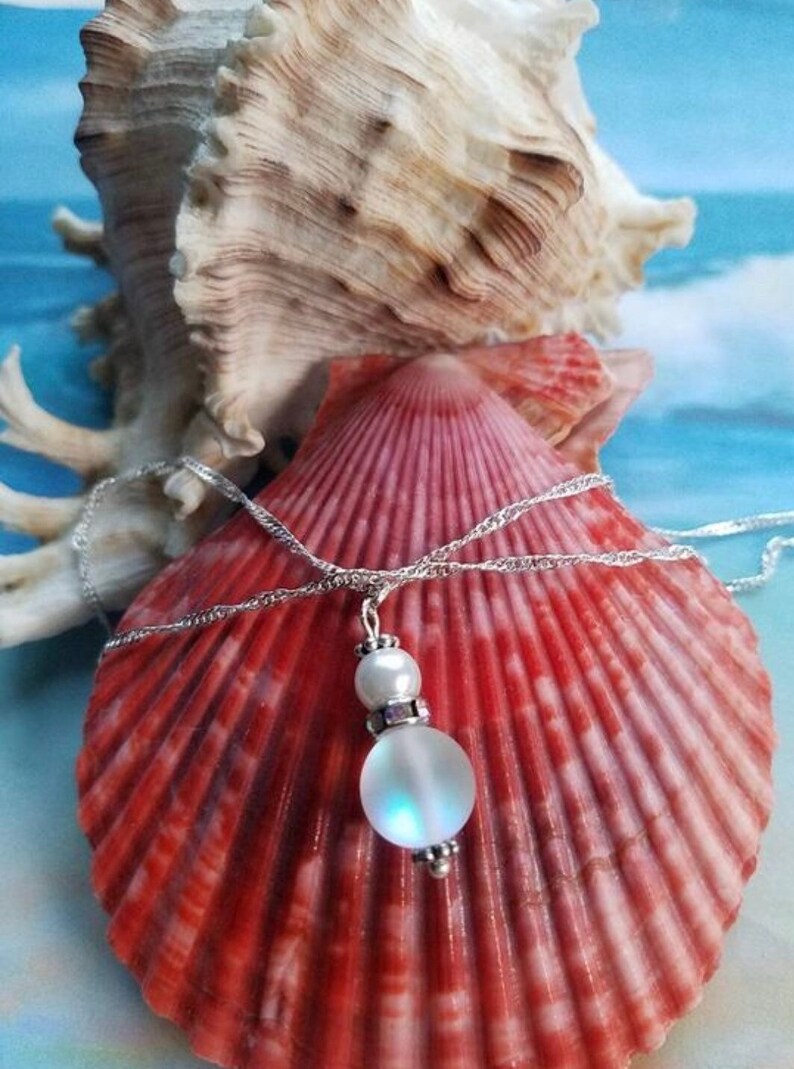 Mermaid glass earrings, Czech glass bead, Mystic Angel Aura Quartz 10mm, and 6mm with rhinestone rondelle, drop earrings image 5