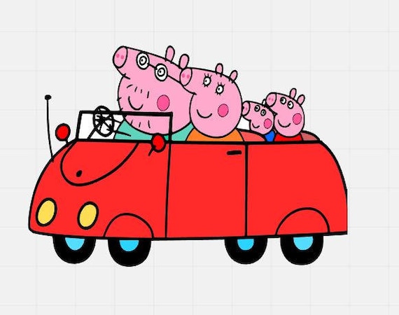 Download Peepa Pig Family In Car Svg File Svg Cutting File Peppa | Etsy