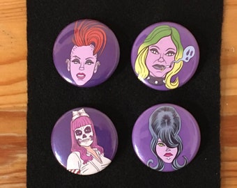 Goth Girls Pin-back Button Pack (6) 1.5in