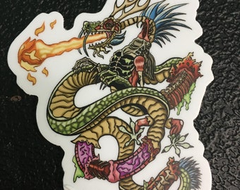 Zombie Chinese Dragon Sticker, Dragon Stickers, dark fantasy, horror stickers, skeleton