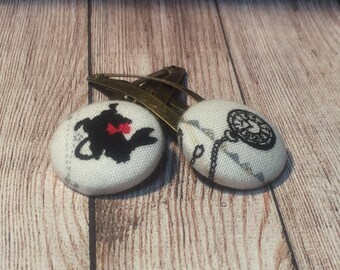 Alice in Wonderland Fabric Hair Clips