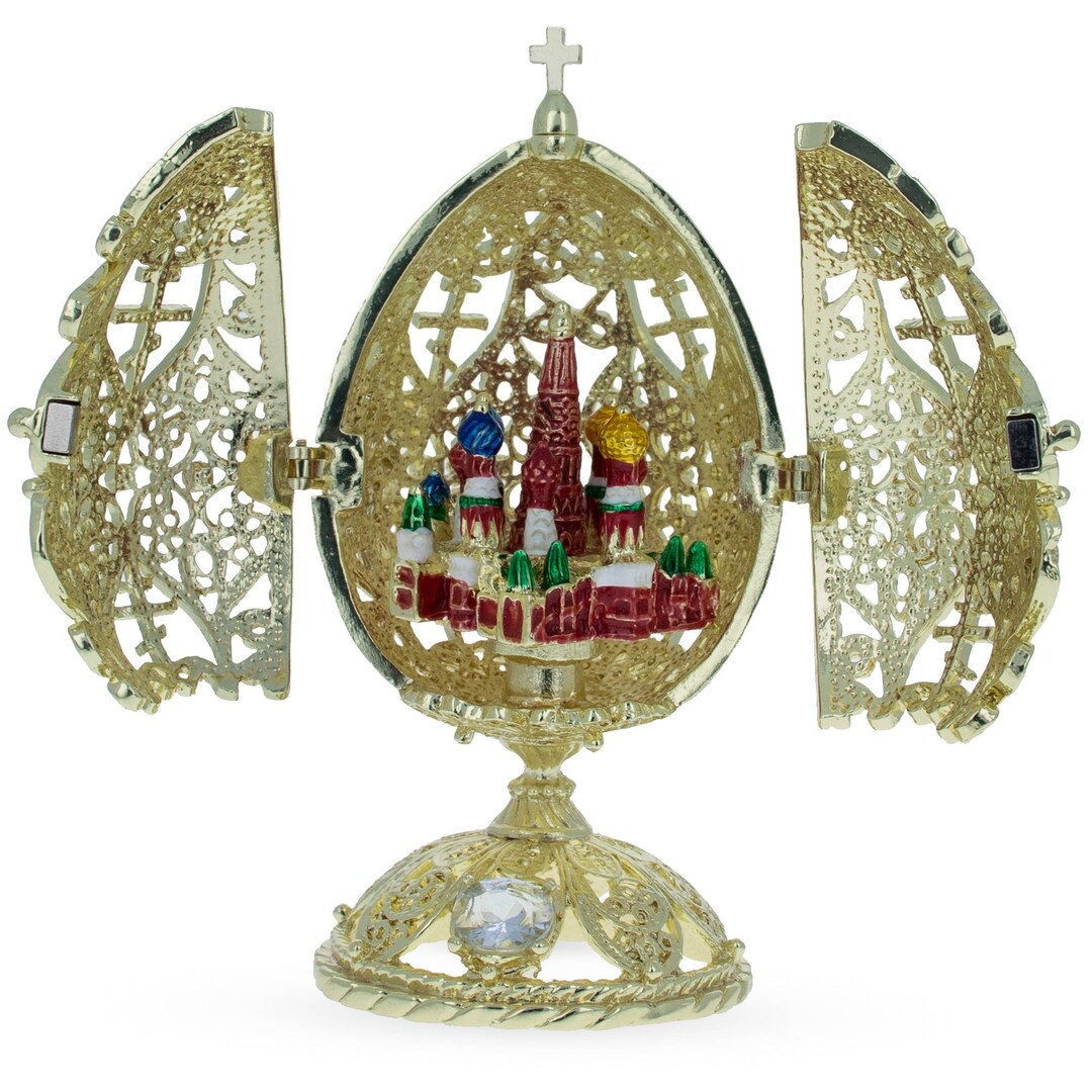 Bejeweled Orthodox Church Easter Egg Golden Figurine Etsy