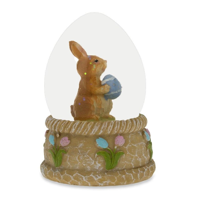BestPysanky Bunny with Easter Egg Water Snow Globe | Etsy