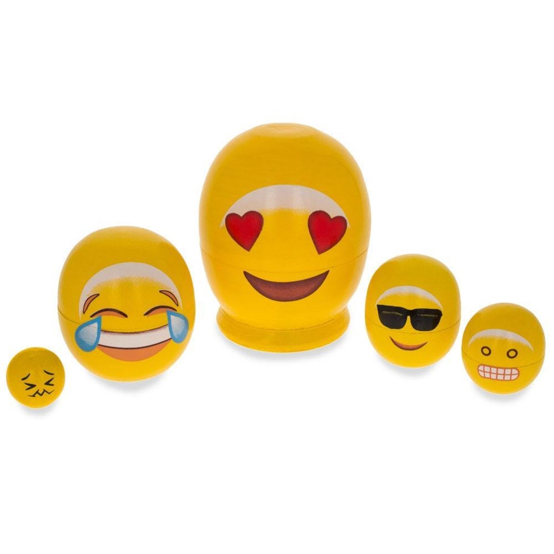 Bestpysanky Emoji Wooden Nesting Dolls in Love Laughing Etsy Australia