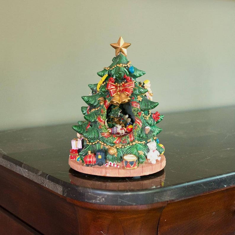 7.5 Rotating Tabletop Christmas Tree Figurine With Music Etsy