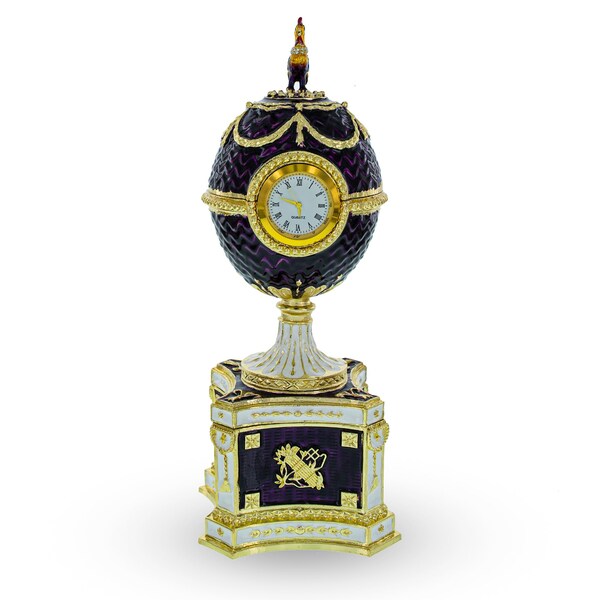 1904 Kelch Chanticleer Royal Imperial Musical Easter Egg in Purple Enamel