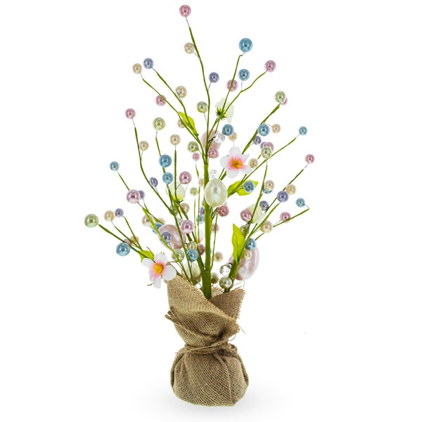 Twinkling Easter Elegance: LED Illuminated Tree Adorned with Decorative Eggs