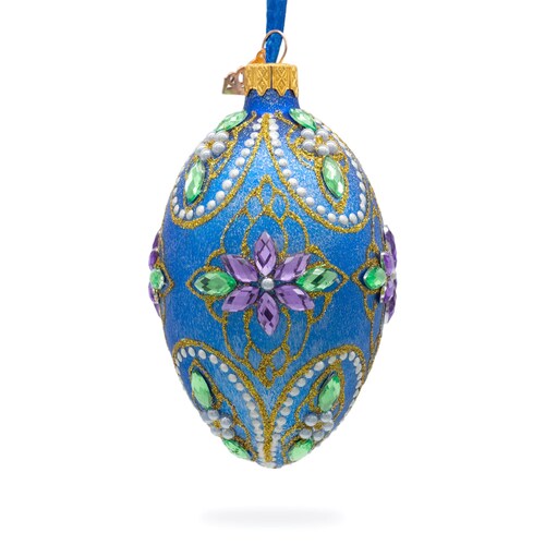 Gold on Purple Glass Egg Christmas Ornament Etsy