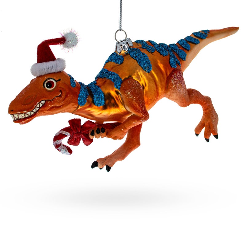 Trex Dinosaur Glass Christmas Ornament Etsy