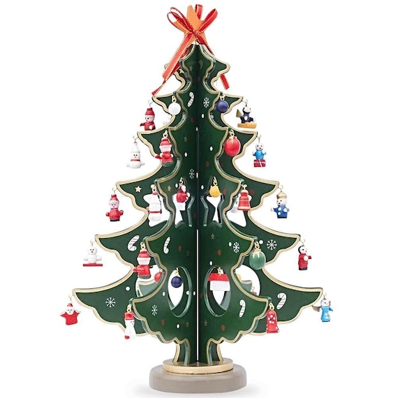 Vernederen Bot Maak avondeten Houten tafelblad kerstboom met 32 Duitse stijl miniatuur kerst - Etsy  Nederland