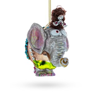 Circus Elephant Performing Tricks - Blown Glass Christmas Ornament