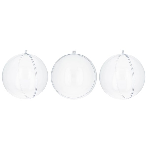 Set of 3 Clear Plastic Ball Ornaments 3.9 Inches