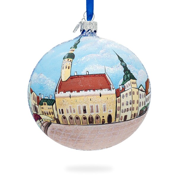 Altstadt, Tallin, Estland Glaskugel Weihnachtsschmuck 4 Zoll
