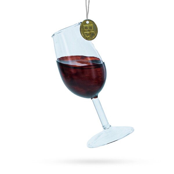 Elegant Wine in Clear - Blown Glass Christmas Ornament