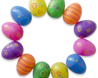 12 Bright Pattern Plastic Easter Eggs