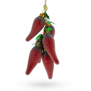 Spicy Chili Peppers - Blown Glass Christmas Ornament