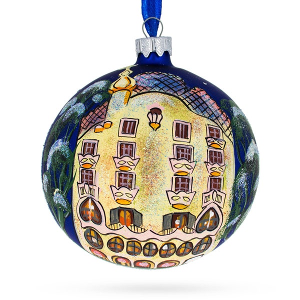 Casa Batlló, Barcelona, España Bola de cristal adorno navideño 4 pulgadas