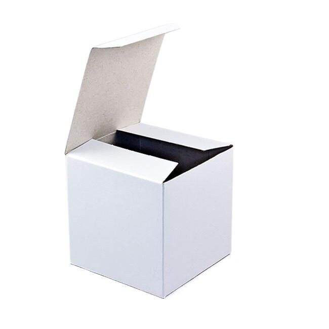 Glossy White Paper Gift Box 4 X 4 X 4 Inches Etsy