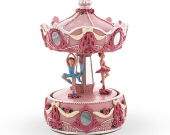 Dance of the Ballerinas: Three-Tier Ballet Carousel - Rotating Musical Figurine with Graceful Dancers