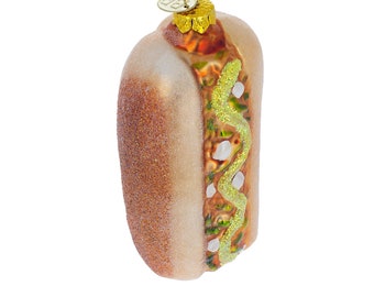 Savory Hot Dog Delight - Blown Glass Christmas Ornament