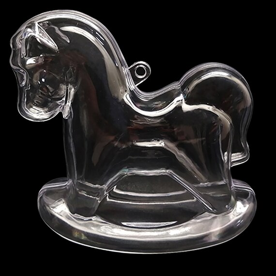 Acrylic Clear Plastic Rocking Horse Ornament/Decoration Lot Of 2 