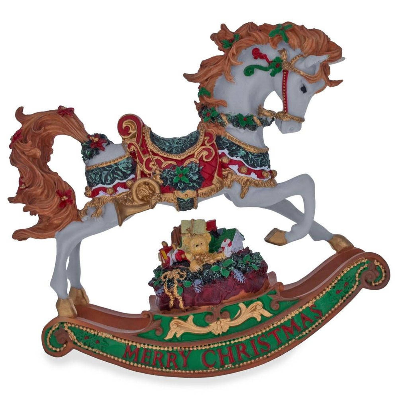 8 Rocking Horse with Christmas Gifts Music Box Figurine Etsy