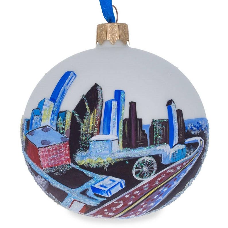 BestPysanky Houston Texas Glass Ball Christmas Ornament 3.25 Inches