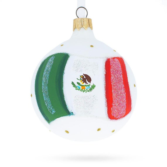 Flag of Mexico Glass Ball Christmas Ornament
