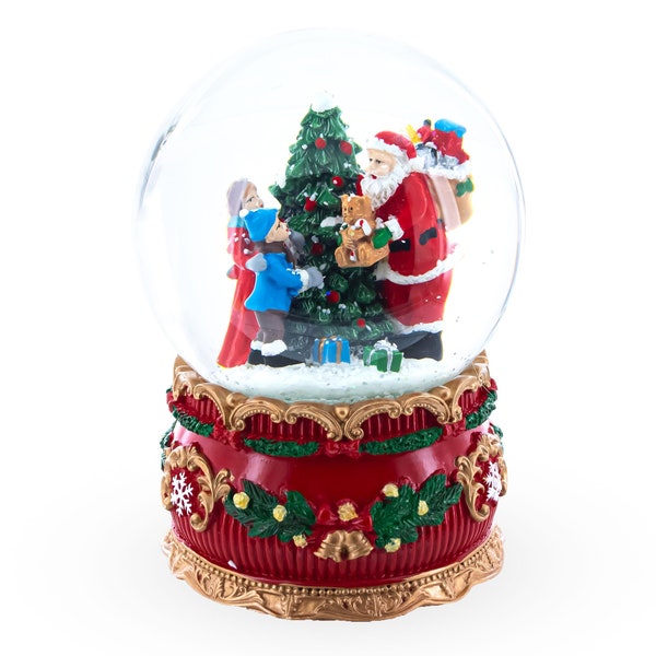 Santa's Gift Giver: Musical Snow Water Globe Figurine with Christmas Presents