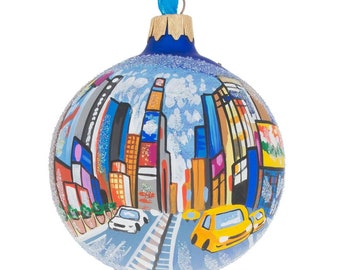 Times Square, New York City Glass Ball Christmas Ornament 3.25 Inches
