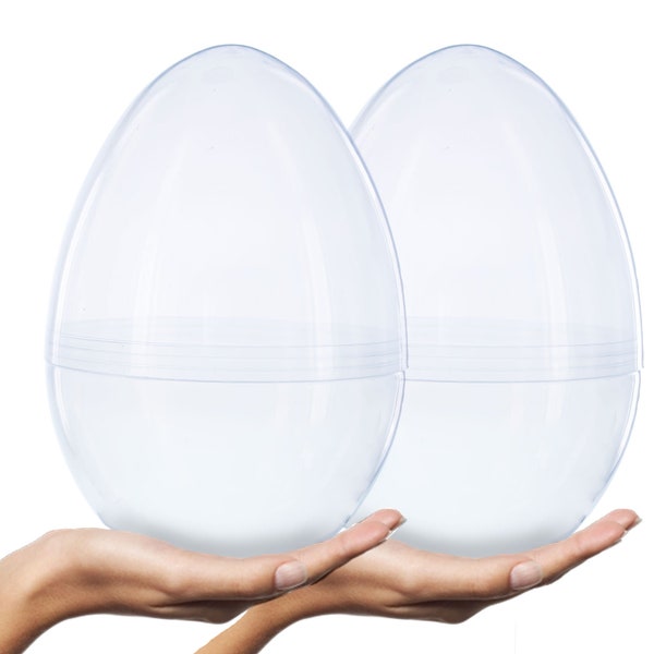 Juego de 2 huevos de Pascua gigantes de plástico transparente, tamaño jumbo, 10 pulgadas