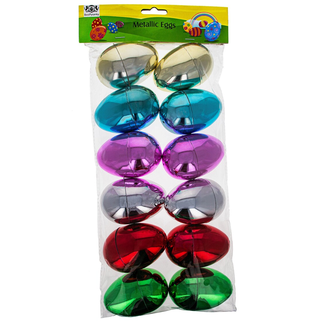 Set of 12 Multicolored Shiny Metallic Plastic Easter Eggs 3.05 Etsy
