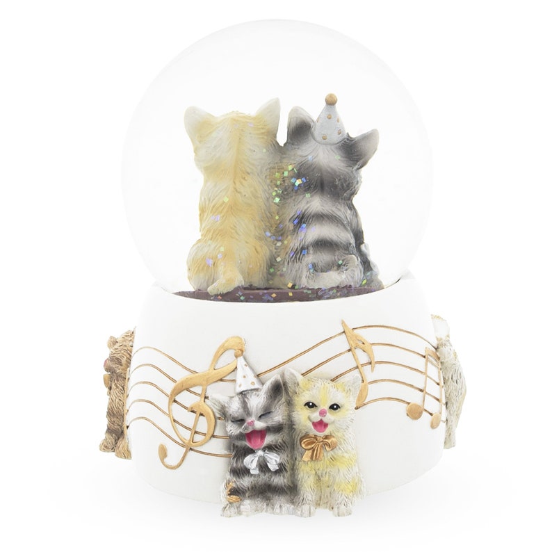 Cats Party Musical Water Snow Globe Etsy