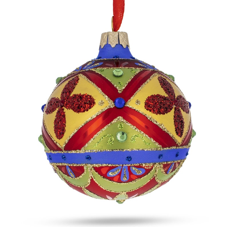 BestPysanky Lime with Shiny Leaf Glass Christmas Ornament