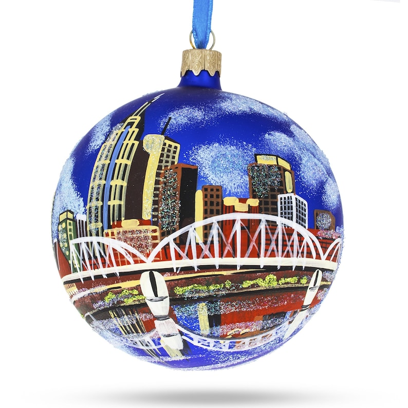 Nashville Tennessee Verre Christmas Ornament 4 Pouces