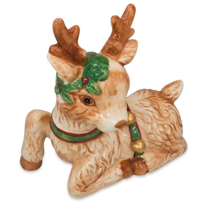 6 Set of 2 Ceramic Reindeer Figurines Etsy