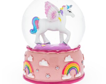 Enchanted Unicorn Dreams Mini Water Snow Globe: Rainbows and Glitter