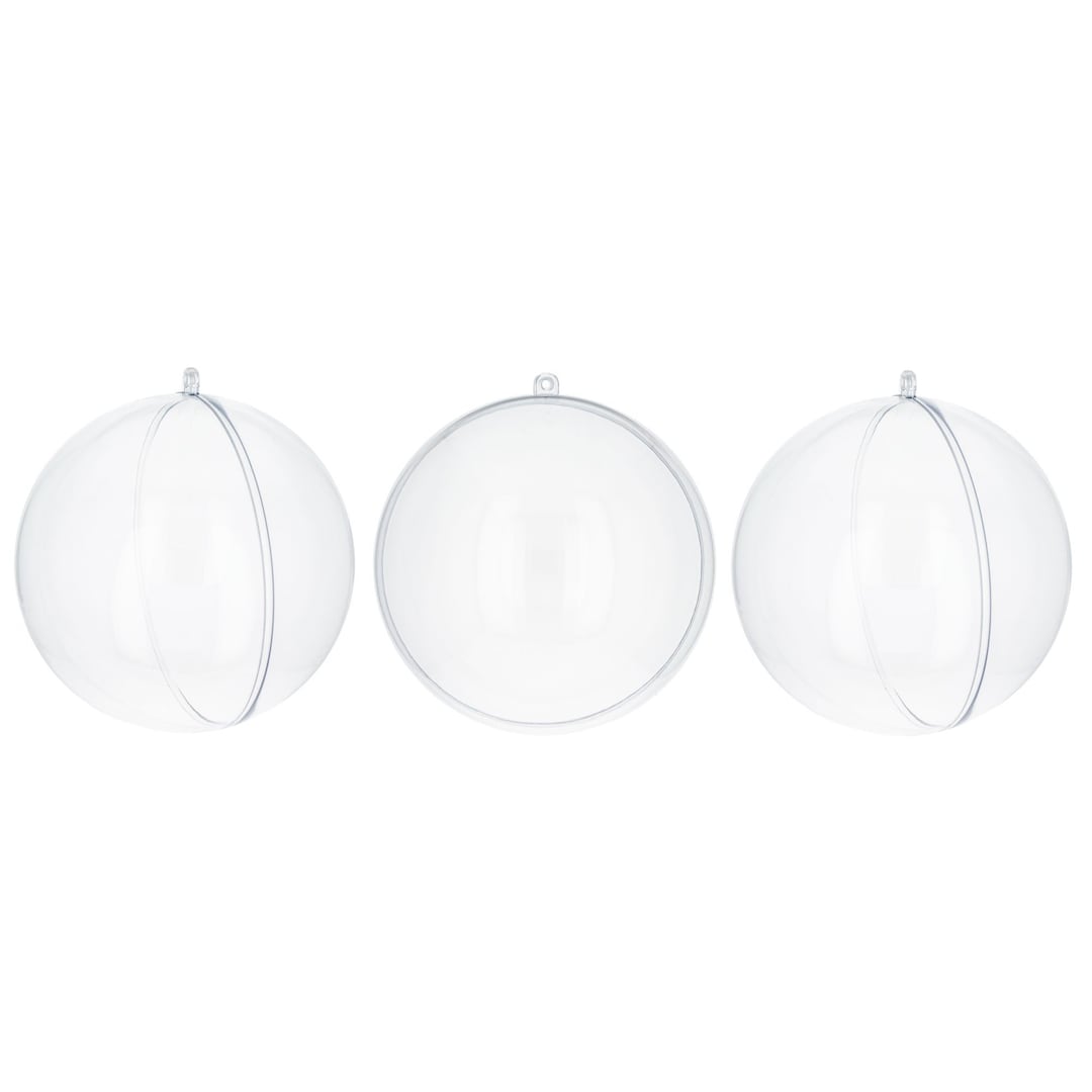 Set of 3 Clear Plastic Ball Ornaments 3.9 Inches Etsy