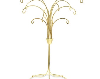 12-Arm Gold Ornament Stand - Tree Branches Design in Silver Tone Metal, Holds 12 Ornaments 12 Inches