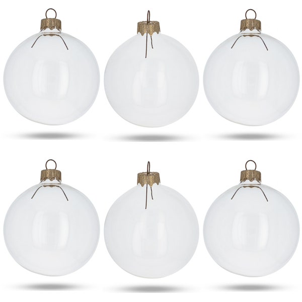 Set of 6 Clear Glass Ball Christmas Ornaments DIY Craft 3.25 Inches