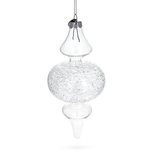 Triple Oval Finial - Blown Clear Glass Christmas Ornament 6.6 Inches (76 mm)