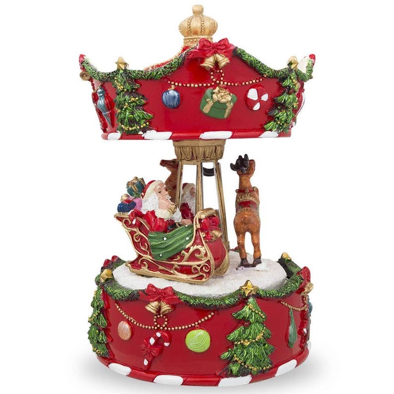7 Animated Rotating Carousel Santa and Reindeer | Etsy