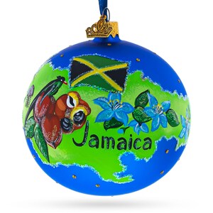 Jamaica Island Glass Ball Christmas Ornament 4 Inches