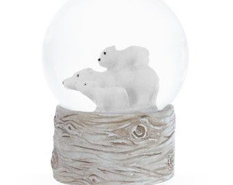 Arctic Bears Mini Water Snow Globe: Polar Bear Family Delight